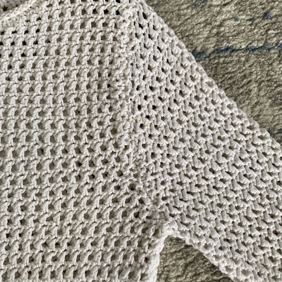 LAUREN by Ralph Lauren HAND KNIT WHITE 100% COTTON 3/4 sleeve sweater SIZE P/M - Picture 9 of 10